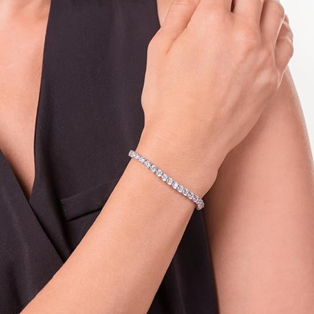 Essentials Plated Sterling Silver Round Cut Cubic Zirconia Tennis Bracelet